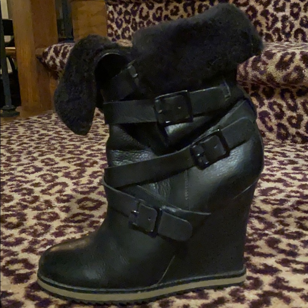 Sam Edelman black strappy wedge boot. Sz 8-1/2 - Picture 10 of 10